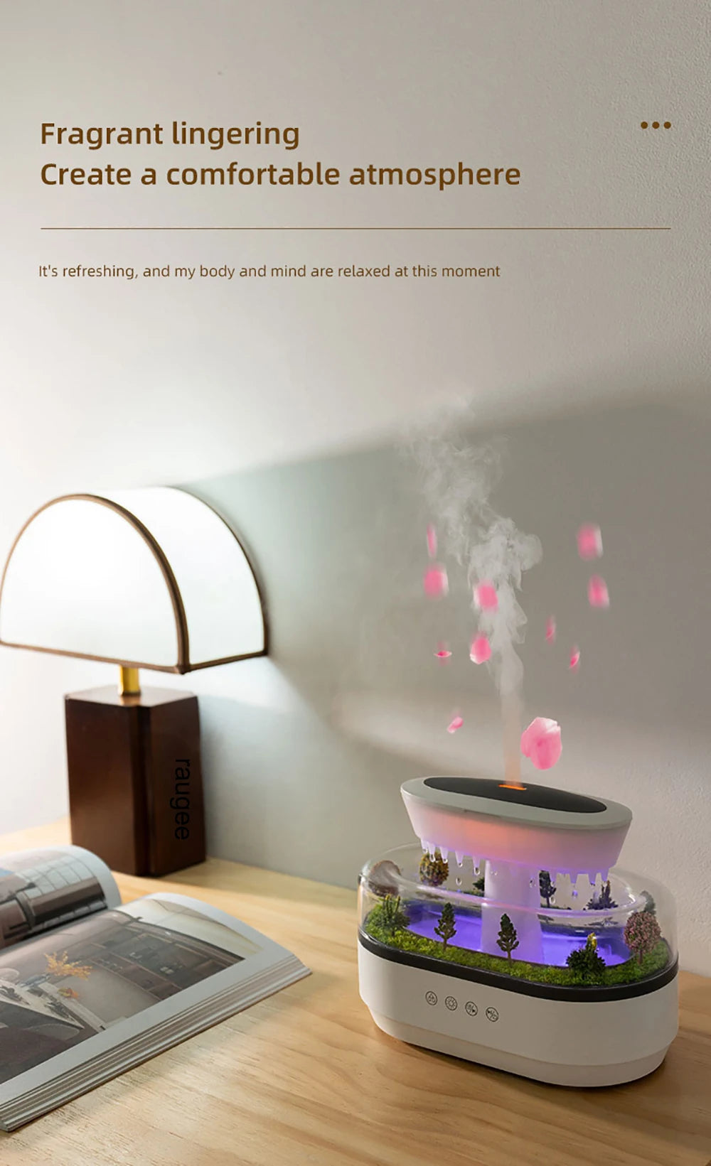 Humidifier Essential Oils Diffuser Raindrop Music Humidifier Home Fragrance Aromatherapy Diffuser Colorful Light Air Humidifier
