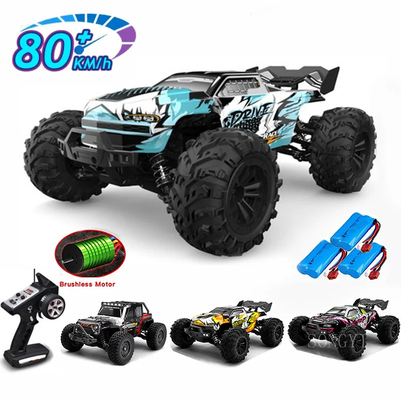 1:16 80km/h Brushless RC Drift Car With LED Lights 4WD Electric High Speed Racing Remote Control Monster Truck for Kids Adults
