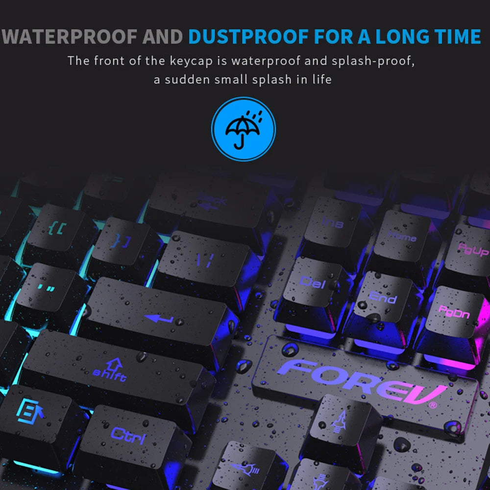 104 Keys Mechanical feel Keyboard Wired Gaming Keyboard for Laptop Desktop Ergonomics RGB Backlit LED Keycaps PC Accessories