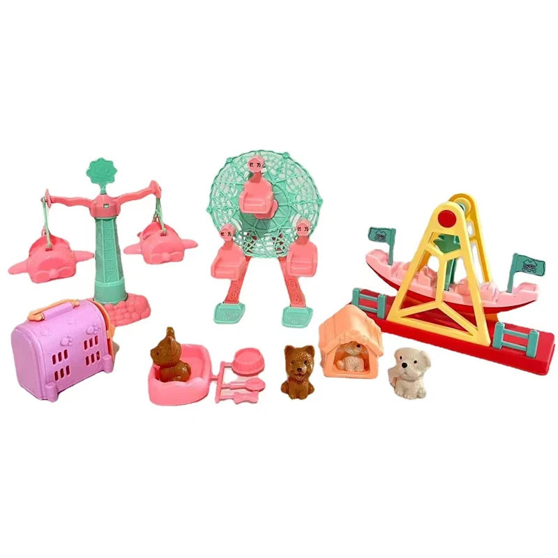 Children's DIY Mini Simulational Amusement Pet Dog Cat Park Toys Appliance Play Pretend Toy Set For Girls Boys Birthday Toys