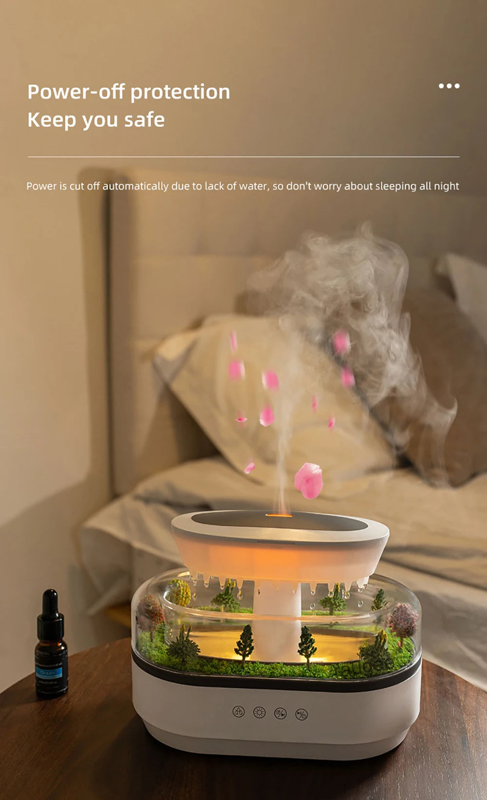 Humidifier Essential Oils Diffuser Raindrop Music Humidifier Home Fragrance Aromatherapy Diffuser Colorful Light Air Humidifier