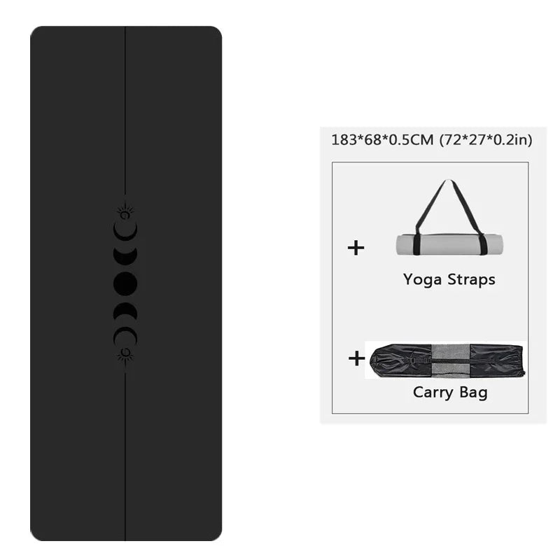 183cm Natural Rubber PU Yoga Mat Thickened, Widened, Shock-absorbing Non-slip, Sweat-absorbent, Sun-moon Fitness Meditation Mat