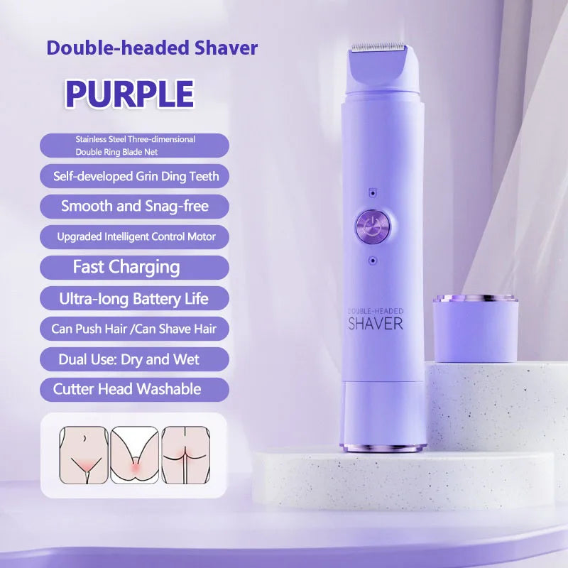 Double Head Electric Epilator Women Rechargeable Painless Hair Remover Shaver for Body Private Areas Bikini Gentle Trimming
