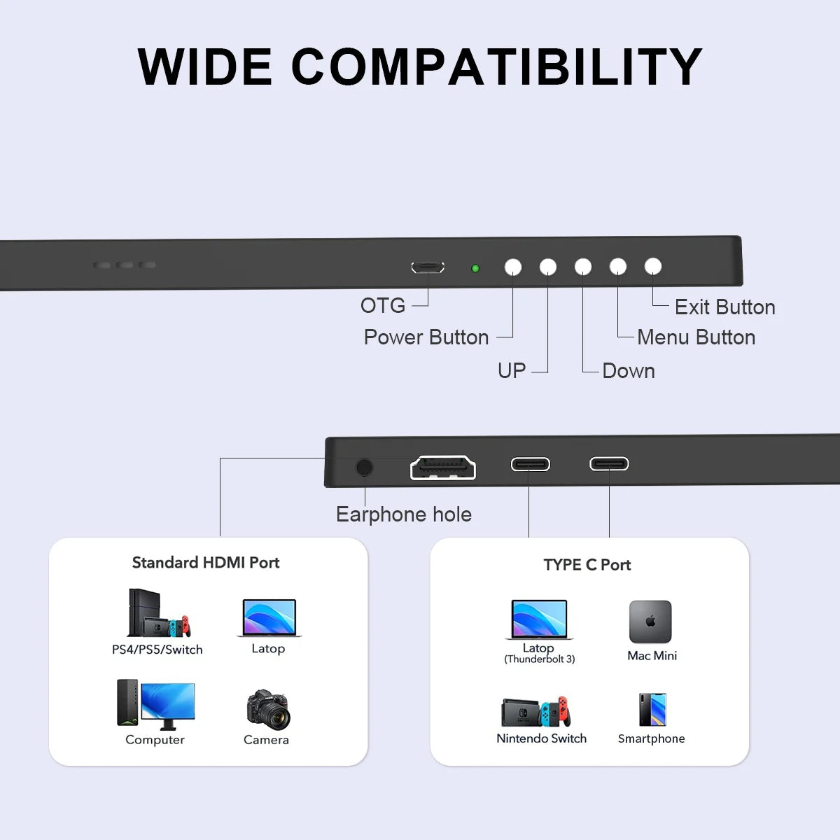 15.6 inch Portable Gaming Monitor 3840X2160 Ultra-Thin 4K IPS Screen for PC Laptop External Display with for Xbox Switch PS 4 5