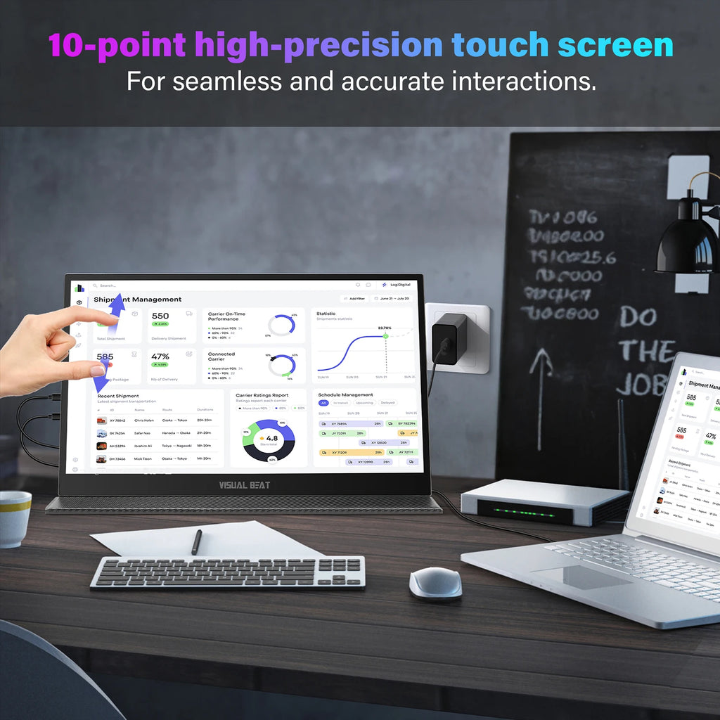 17.3inch 4K Portable TouchScreen Monitor, 500Nits 100% AdobeRGB IPS HDR Travel Display, USB, Type-C & HDMI, Dual Speakers, VESA