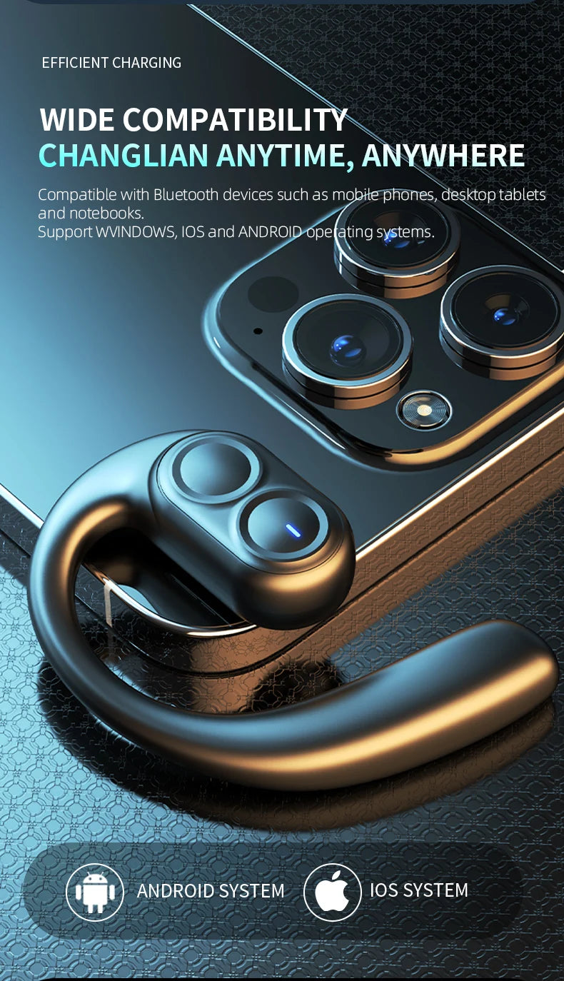 Bluetooth 5.4 Wireless Headphones Gaming Earphone Noise Canceling Ultra Long Battery Life Headset Open-Ear Stereo Sports Earbuds