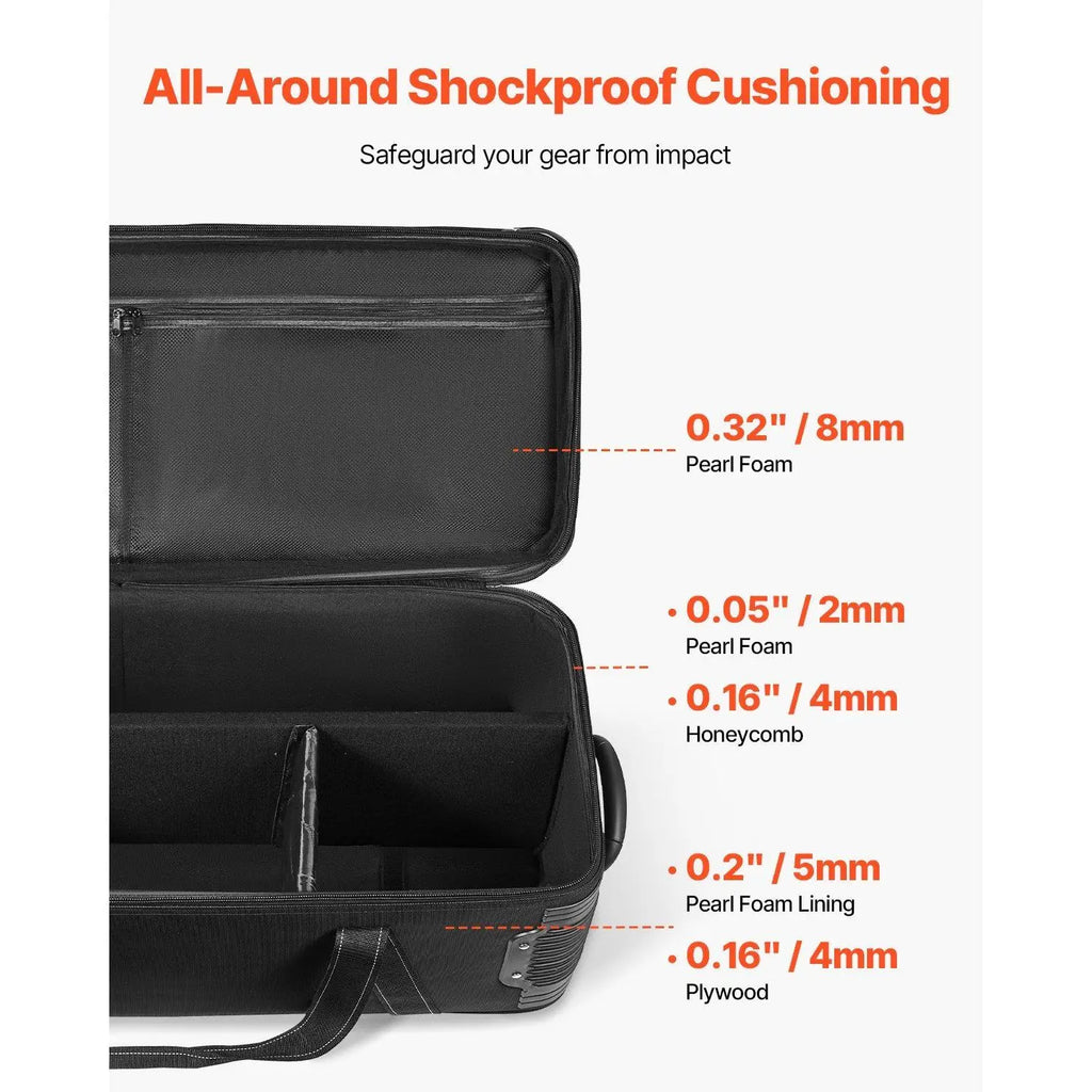 Rolling Camera Carry Bag 51.57 X 14.37 X 14.96 in Studio Equipment Trolley Case for Video & Photography