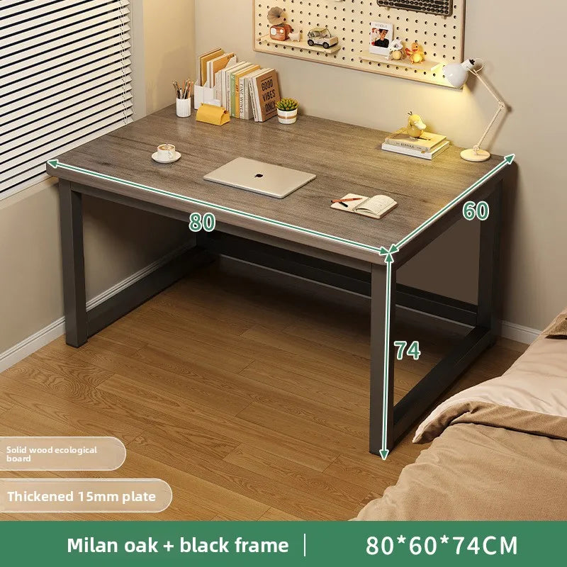 80/100/120/140/160cm Office Desk 15mm Wood Desktop Computer Table with Steel Frame Study Writing Desk for Home Office Workspace