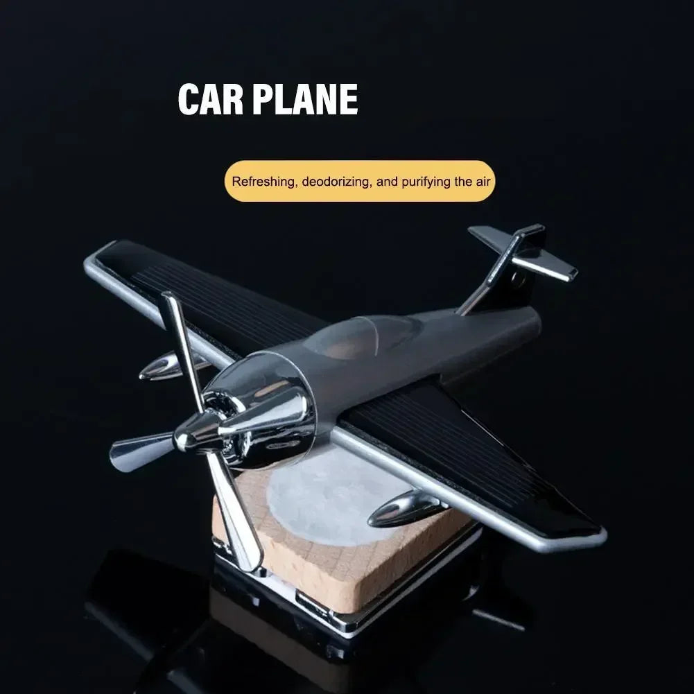Car Essential Oil Diffuser Solar Airplane Air Freshener Wooden Base Fragrance Aromatherapy Diffuser Ornaments Auto Accessories