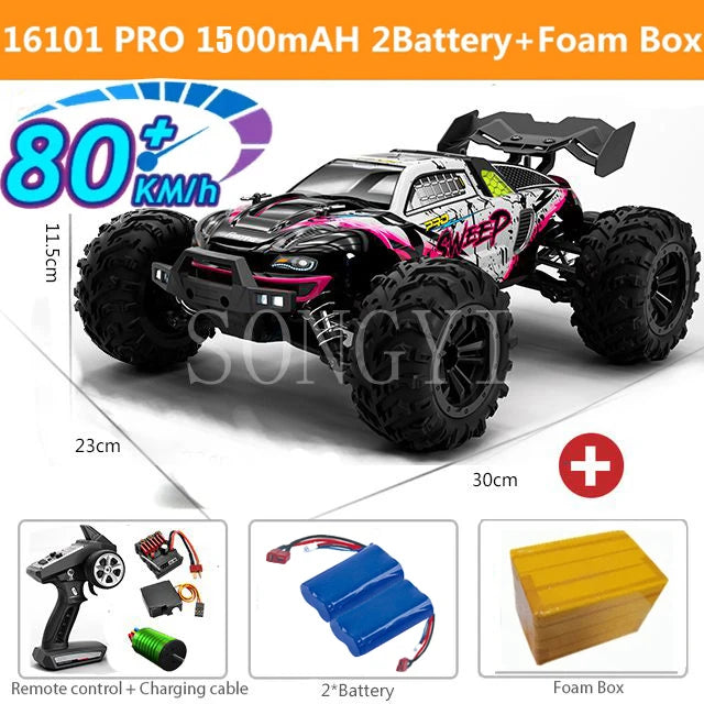 1:16 80km/h Brushless RC Drift Car With LED Lights 4WD Electric High Speed Racing Remote Control Monster Truck for Kids Adults