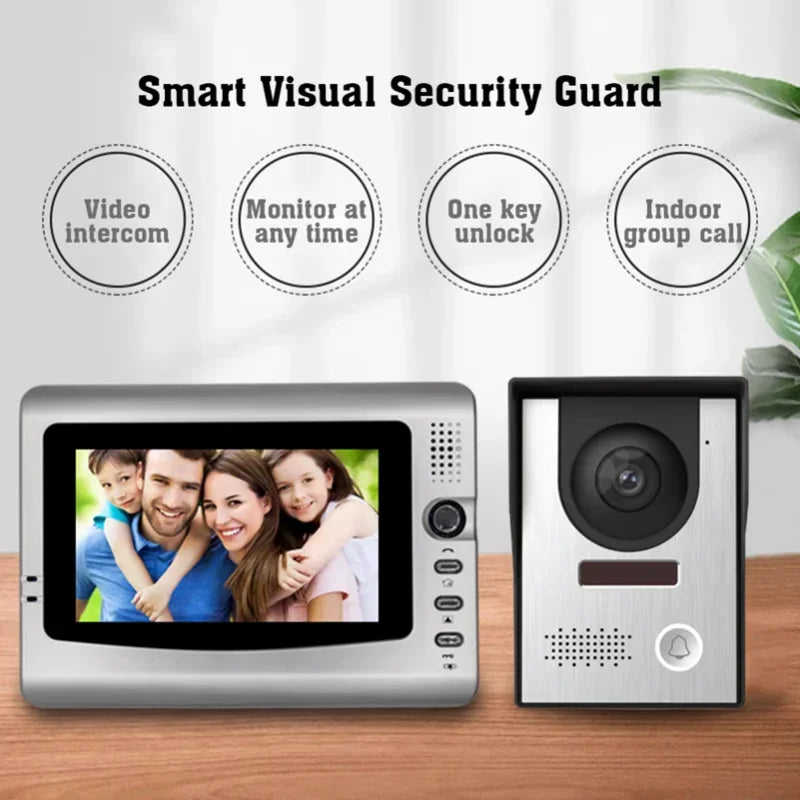 7”Smart Video Wired Video Door Phone System Visual Intercom Doorbell Indoor Monitor and Outdoor Camera support Unlock Infrared