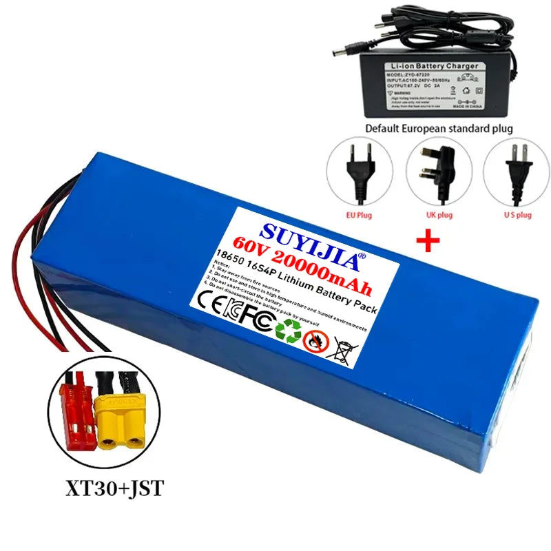 Air fast transportation 60V New Full Capacity Power 18650 Lithium Battery 20ah Lithium Battery Pack 16S4P Suitable for 250-2000W