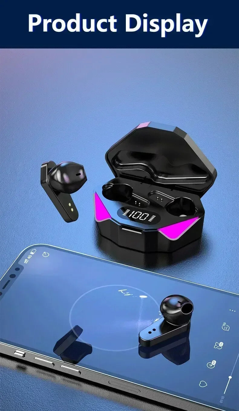 TWS Gaming Earbuds Wireless Bluetooth Earphones With Mic Bass Audio Sound Positioning 9D Stereo Music for all smartphones