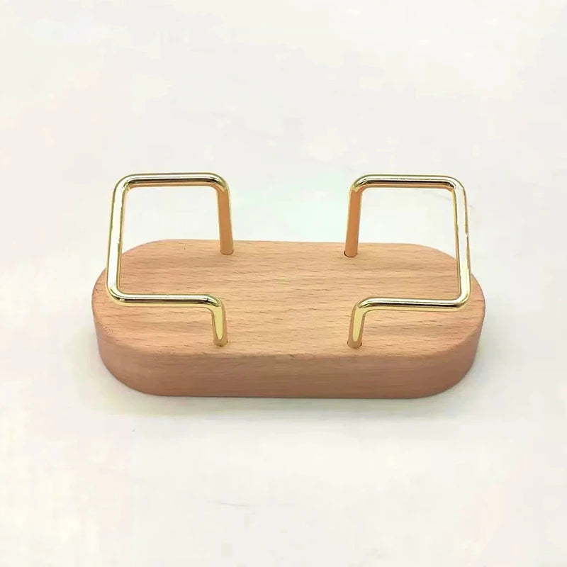 Desktop Business Card Holder, Solid Wood Display Stand for Office