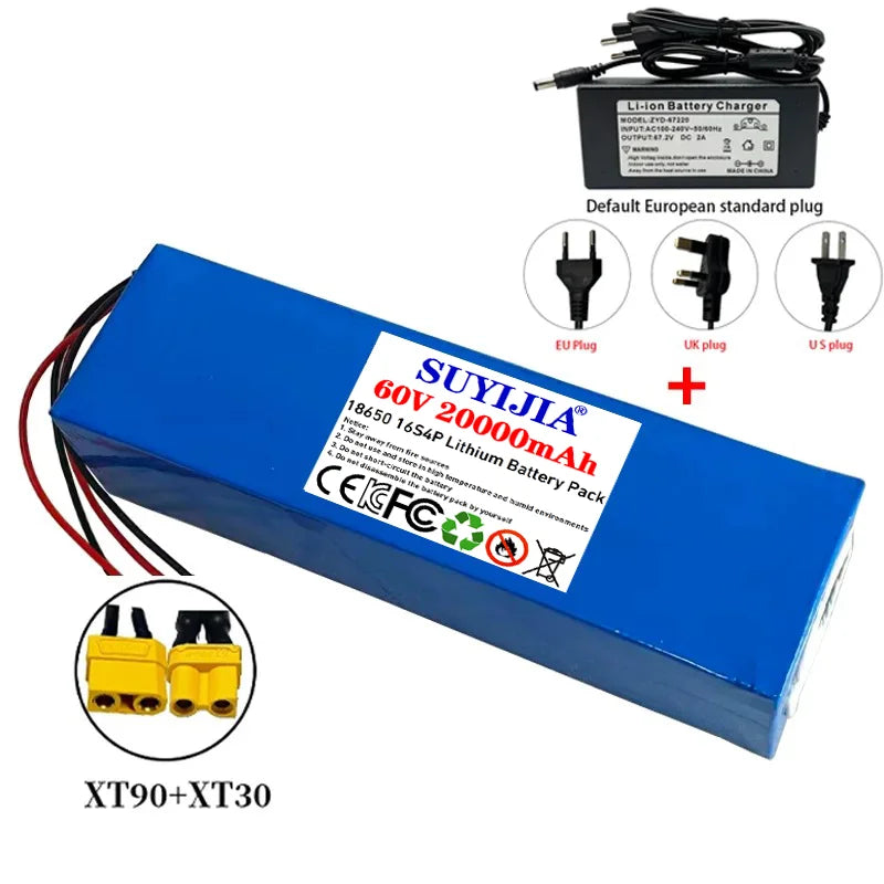 Air fast transportation 60V New Full Capacity Power 18650 Lithium Battery 20ah Lithium Battery Pack 16S4P Suitable for 250-2000W