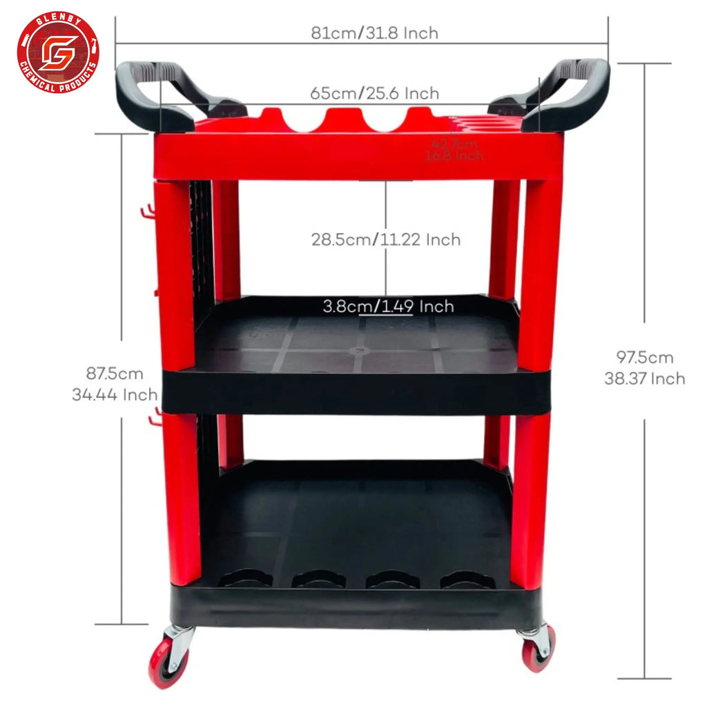 Car Wash Shop Car Beauty Tool Car Special Multi-function Plastic Three Layers Mobile Storage Trolley Shelf Toolbox