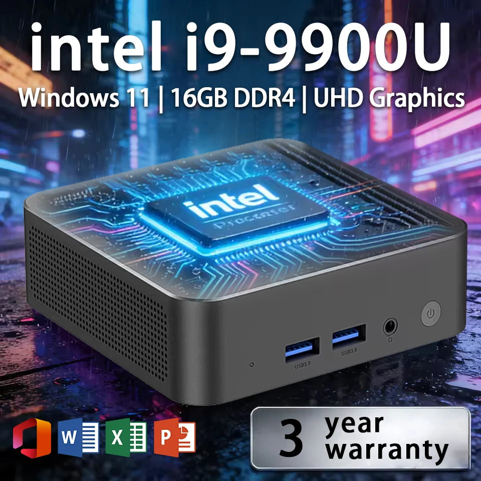 Portable Mini PC Windows 11 Intel Core i9 9900U Desktop Computer 16GB DDR4 1TB 2TB SSD WIFI6 BT5.2 Ultra Small Pocket PC gamer