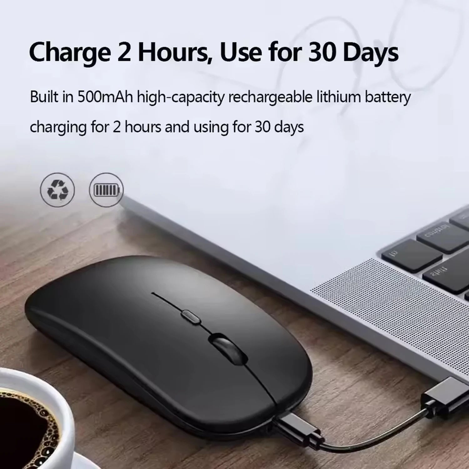 2025New Rechargeable Wireless Mouse Bluetooth-compatible 2.4GHz Dual Modes Computer Mice with Nano Receiver for PC Laptop