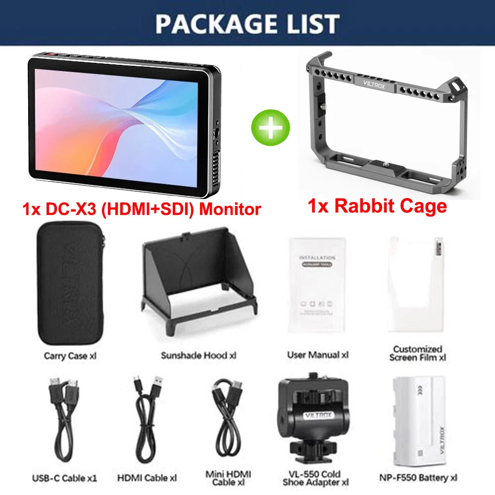 Viltrox DC-X2 DC-X3 Portable Monitor 6 Inch 2000 Nits 4K Touch Screen Profissional Photographic HD FHD Camera Monitor for Video