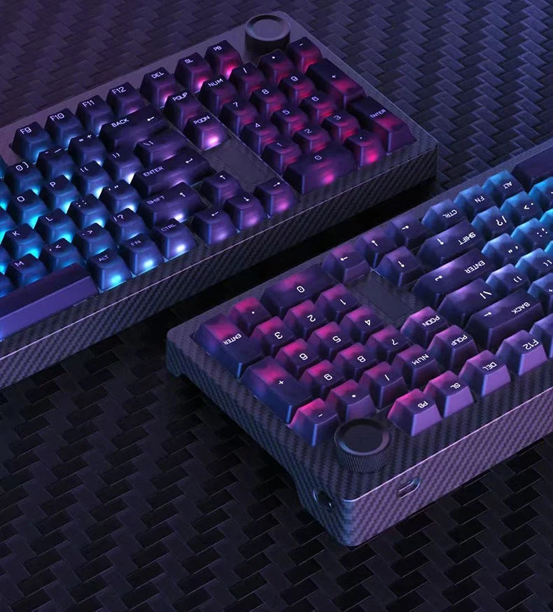 SKN Qinglong Mechanical Keyboard Gaming Custom Wireless Tri Mode Dual 8K Composite Carbon Fiber RGB Backlit Suspension Office