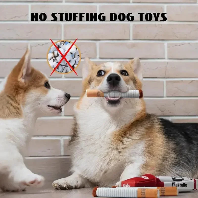 1set Cigarettes with Boxes Pet Vocalizations Durable Chew Toys Plush Toys Dogs Throwing Dolls Pet Supplies Gifts