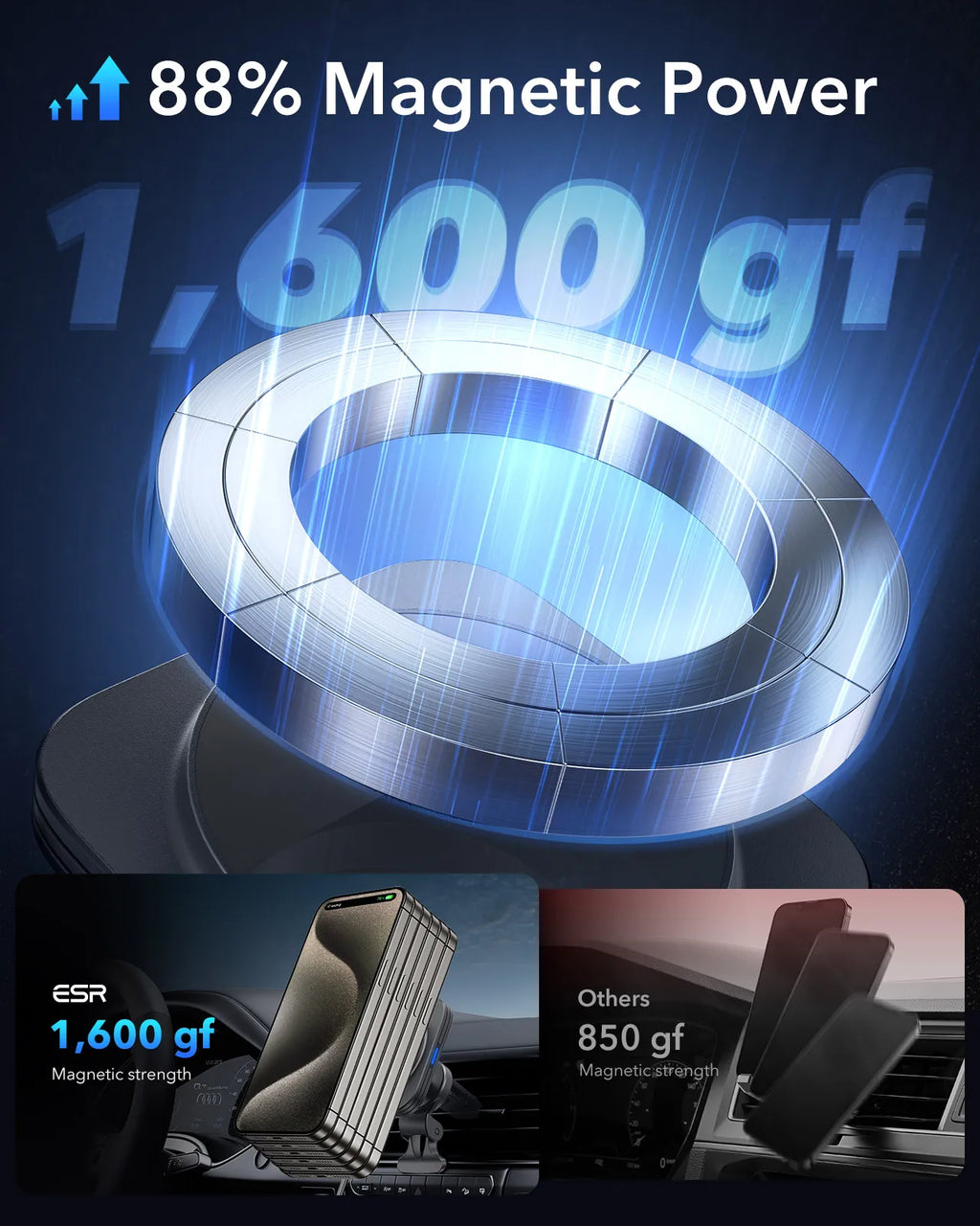ESR for MagSafe Car Mount Charger 15W Dashboard Magnetic Wireless Car Charger for iPhone 17/16/15/14/13/12 Car Accessory