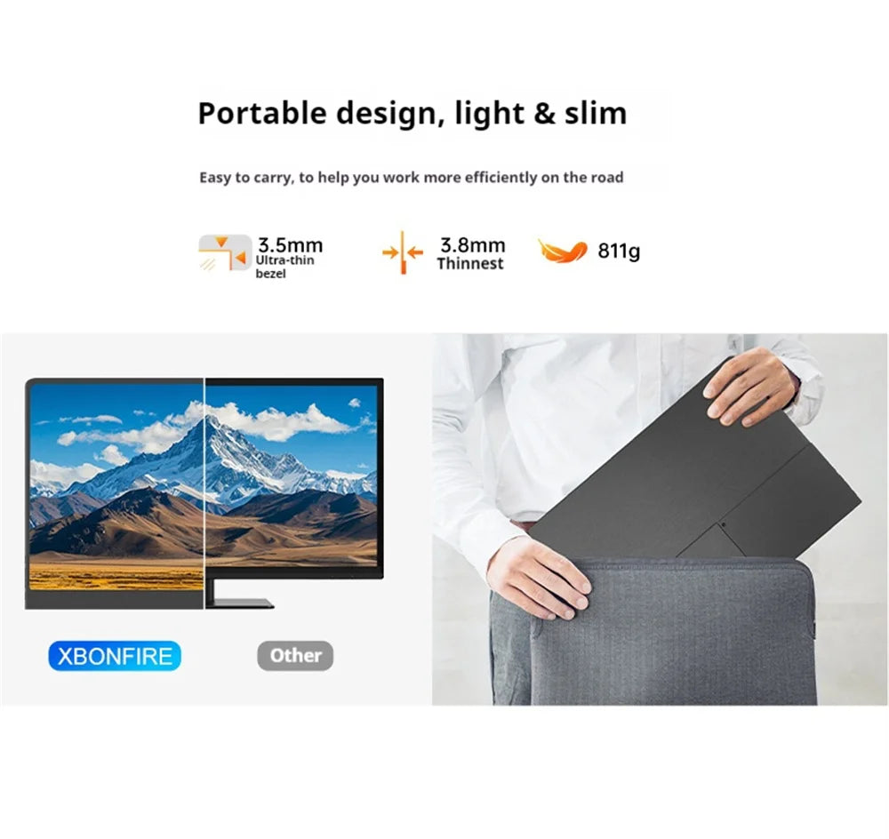 3K 16inch Portable Monitor 2880*1800 450d/m2 100%DCI-P3 For Laptop Second Screen HDMI-Compatible Games Expand Display