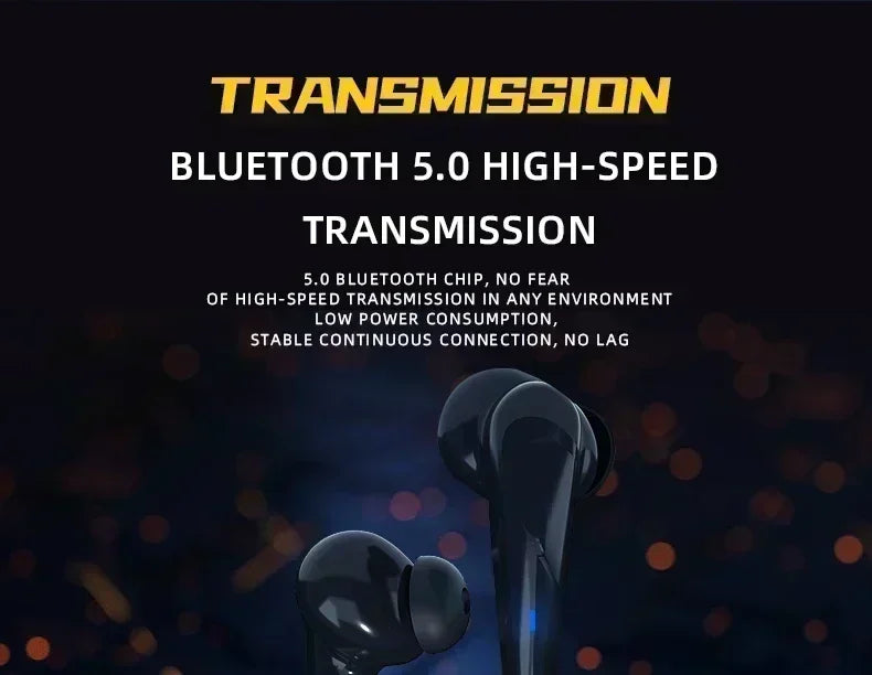 New Gaming Earbuds Wireless Bluetooth Earphones With Mic Bass Audio Sound Positioning 9D Stereo Music HiFi Headset For Gamer