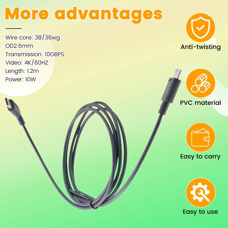 120CM Data Cable Coaxial Cable Smart AR Glasses Accessories For Xreal Rokid Viture Rayneo Air AR Glasses Accessories