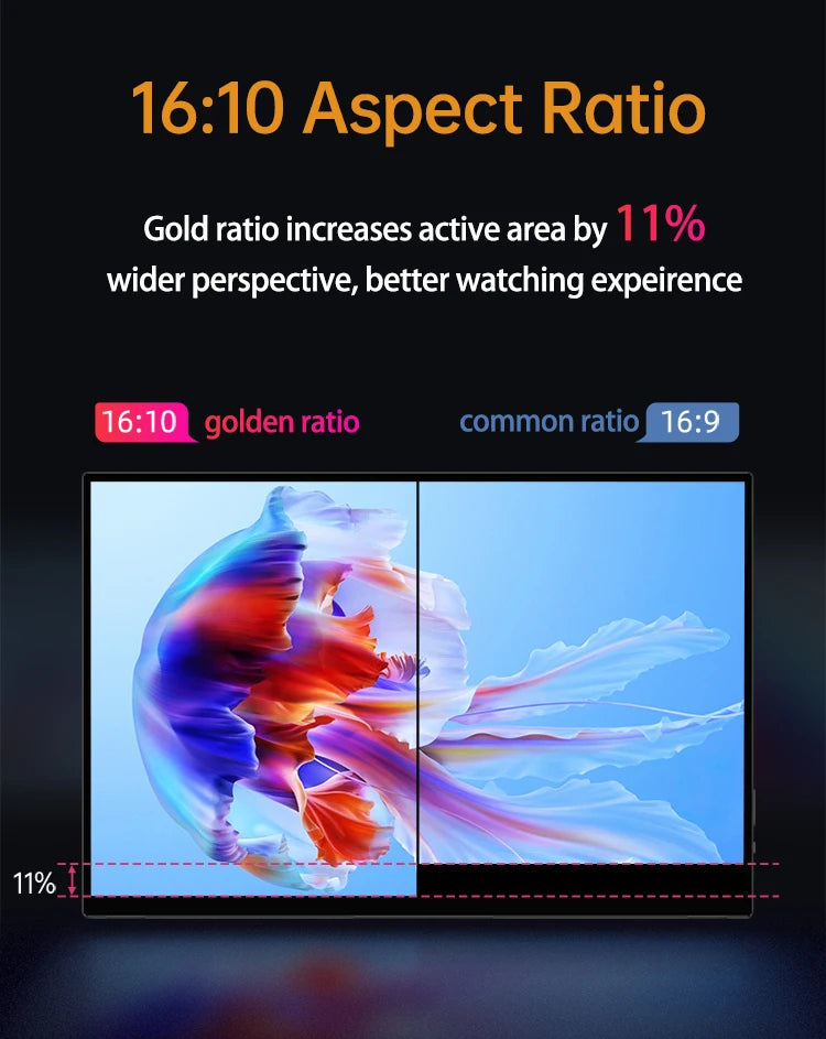 14'' 4K OLED Portable Monitor 16:10 3840*2400p 500Nits USB-C HDMI-Compatible External Gaming Monitor for PS5 Switch Laptop MacOS