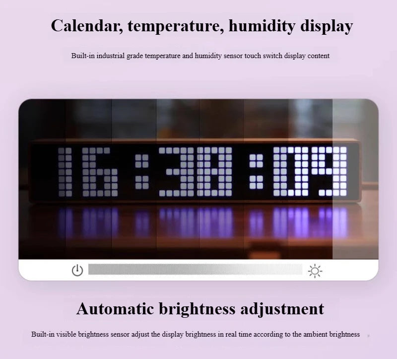 LED Desk Clocks Solid Wood Table Clocks Creative Digital Electronic Clock Modern WiFi Desktop Clock for Living Room Furniture