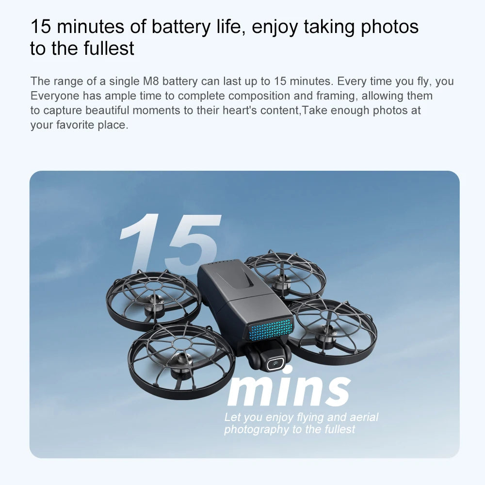 Aerial Photography Drone with 8K Camera -M8 GPS FPV Foldable Quadcopter Follow Me Mode Auto Return 5G WiFi RC Toy Gift for Adult