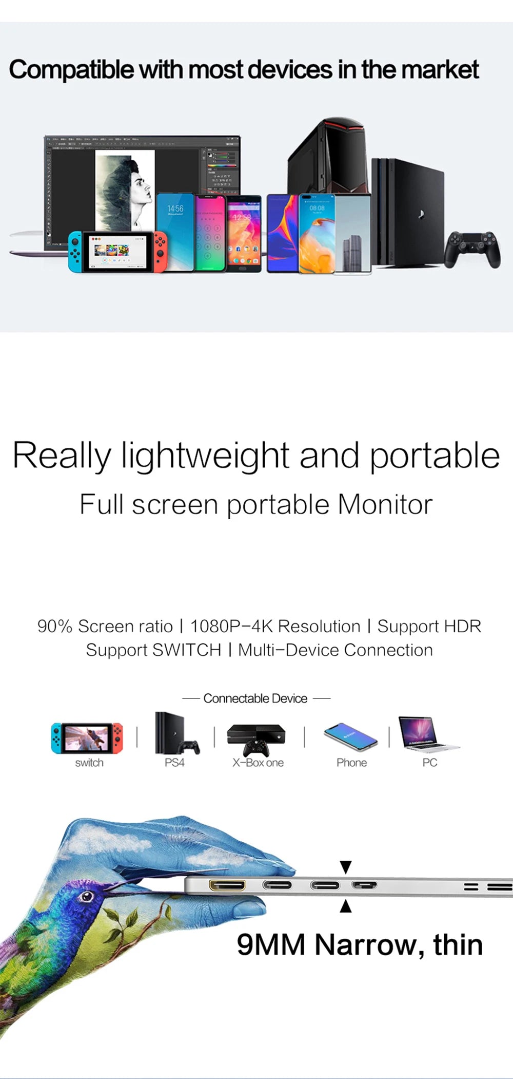 SIBOLAN 15.6" 4K OLED Portable Monitor UHD Matte Metal External Screen with 100% sRGB USB C HDMI for Phone,Laptop,Mini PC,PS4/5