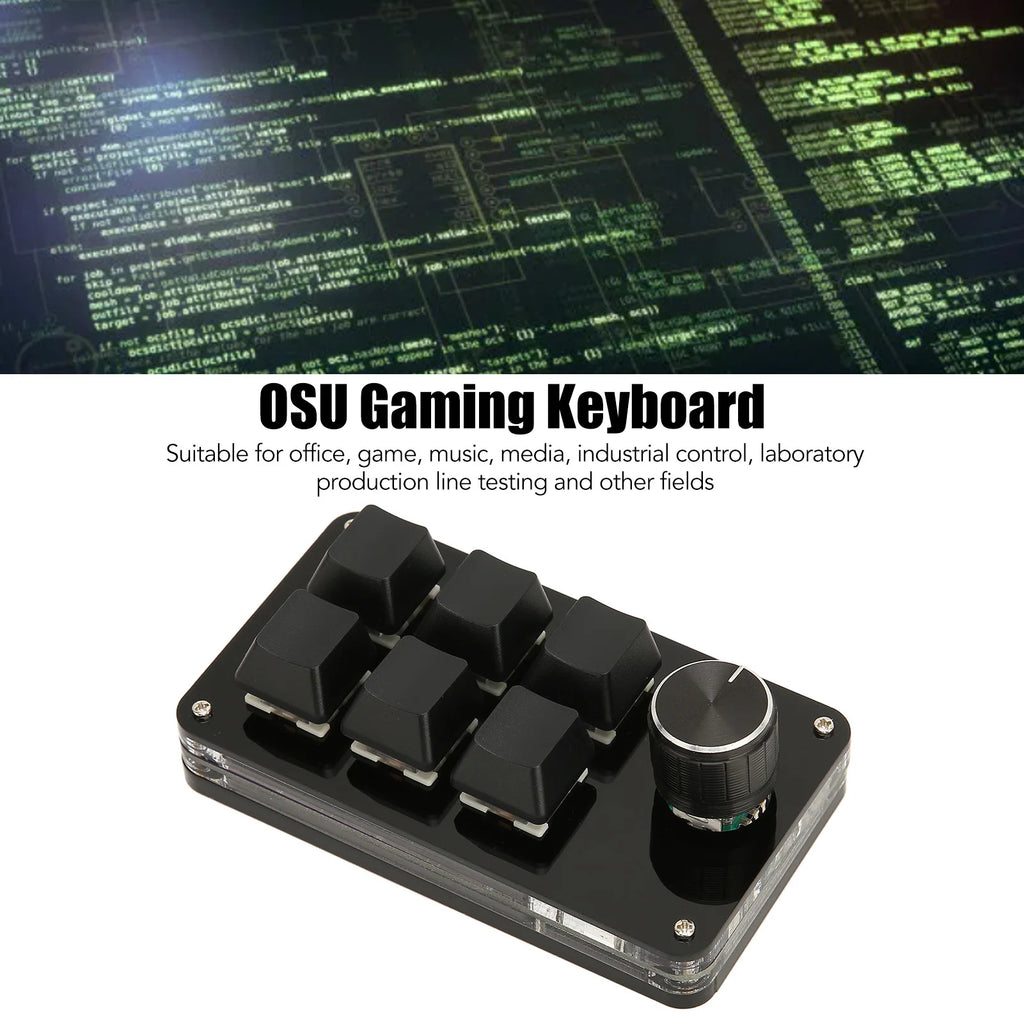 6 Keys Mini Mechanical Keyboard with Knob Plug and Play USB HID DIY Programmable Keyboard Multifunction OSU Gaming Keyboard