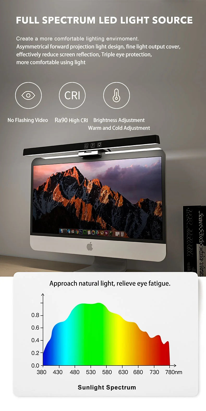 LED Desktop Monitor Light Bar RGB Computer Atmosphere Desk Lamp Learning Office Reading Eye Protection Screen Hanging Lighting