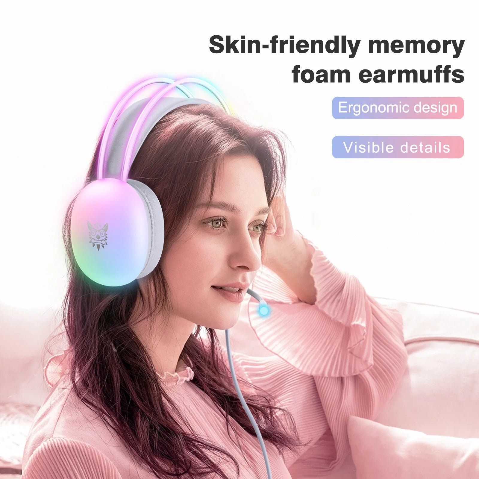 Wired Headset Headphone Earphone Earbuds Gamer Gaming For iPhone Phone PC With Cable Microphone Mic Portable Fone Head Set RGB