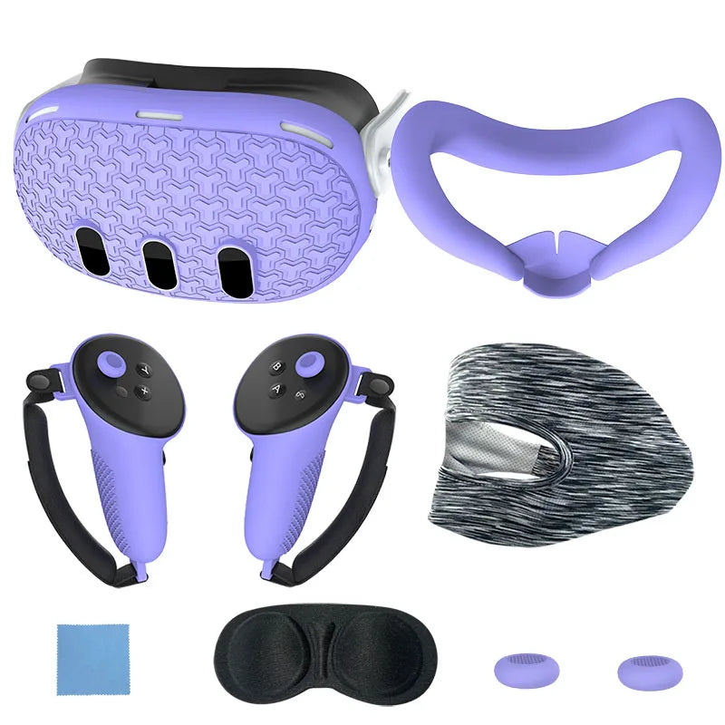 7pcs Accessories Set Lens Protector Cover Anti-Fall VR Protective Cover VR Headset Cover Controller Grips Cover for Meta Quest 3