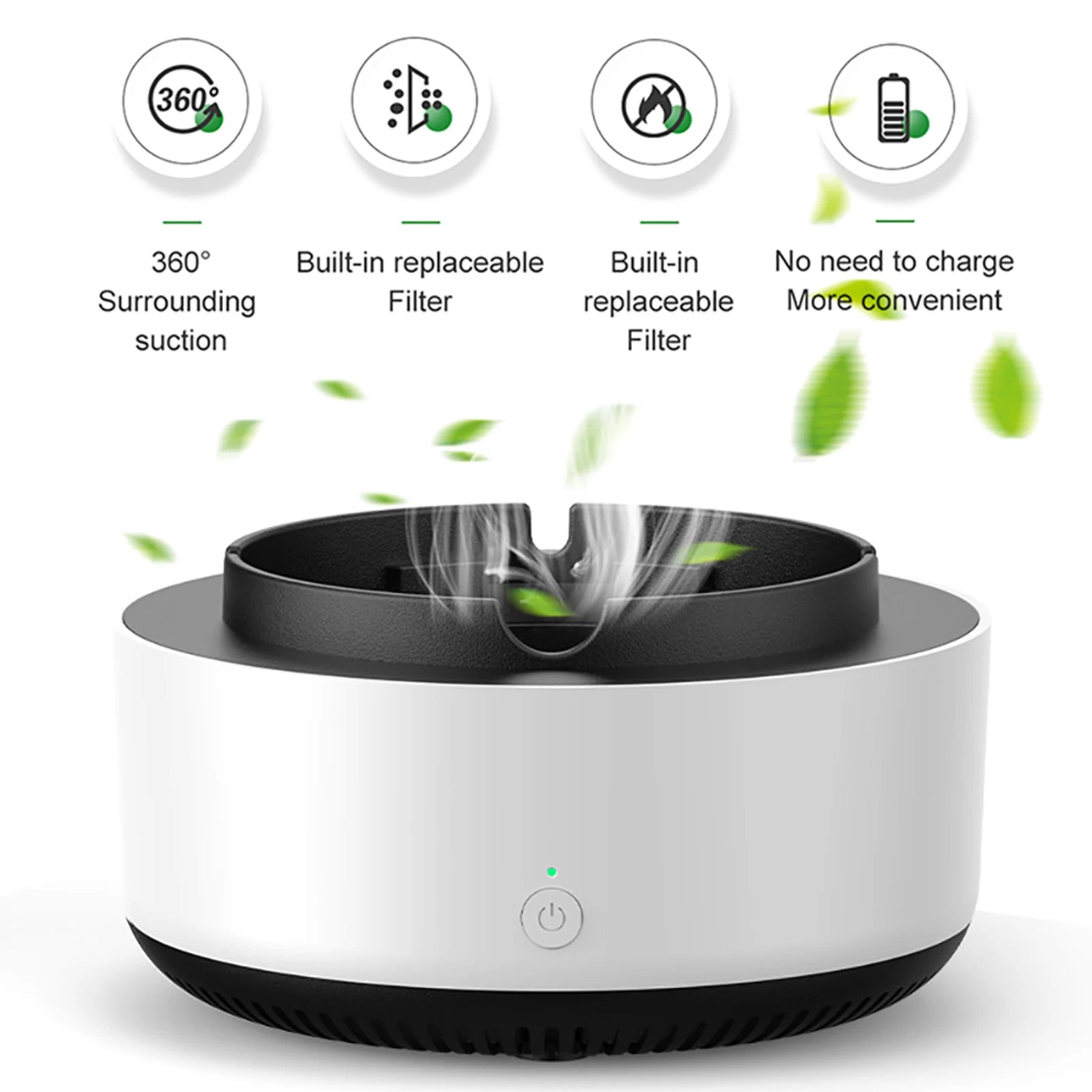 Ashtray Electronic Purifier Multipurpose Portable Anion Air Purifier Smokeless Filtering Second-Hand Smoke for Home Car Office