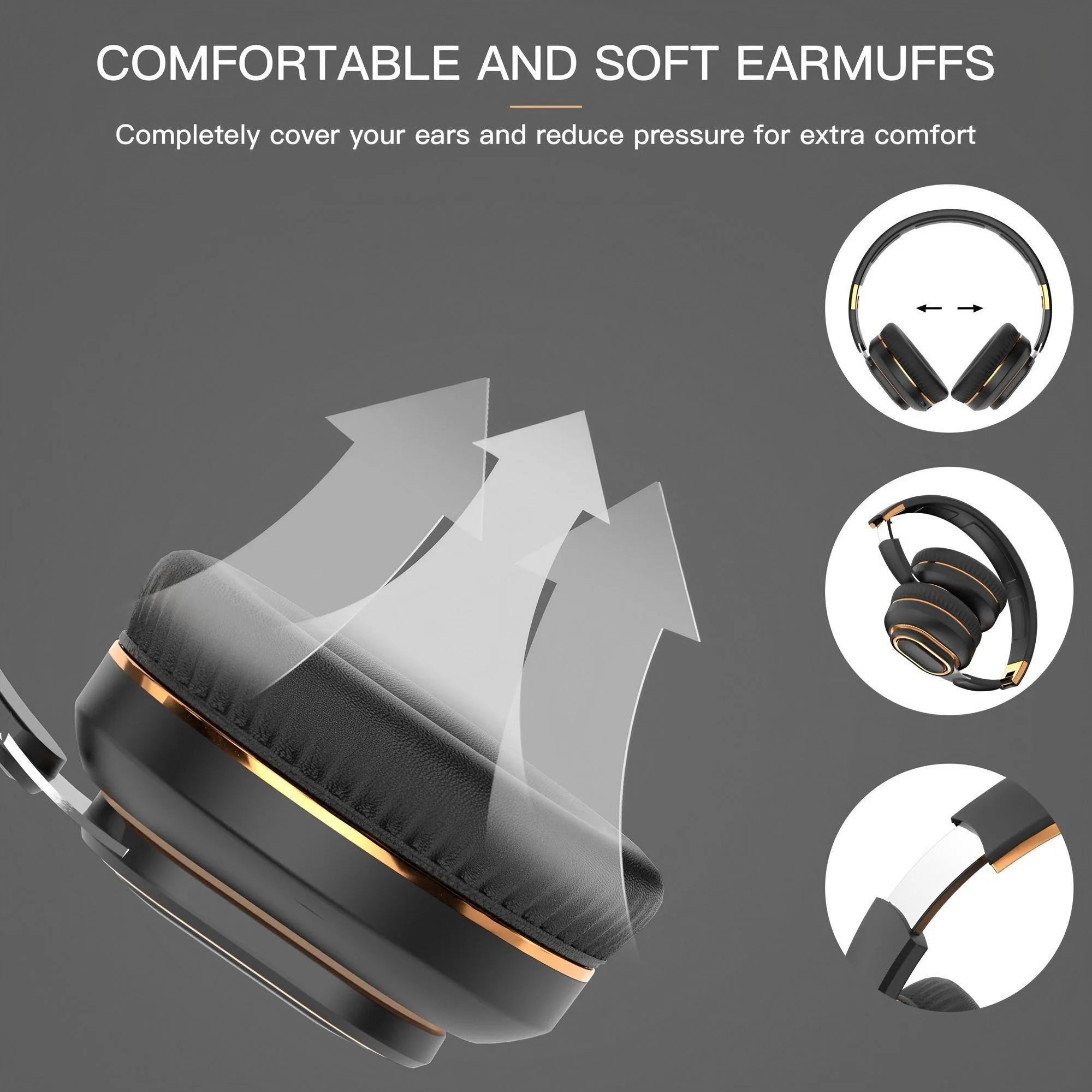 Wireless Gaming Headset with Microphone HiFi Sound Immersive Audio for PC Music Enjoyment Portable Bluetooth Earphones