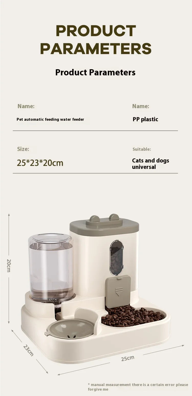 FF-6 Automatic Dog Cat Feeder and Water Dispenser Gravity Food Feeder and Waterer Set with Pet Food Bowl Universal Pet Products