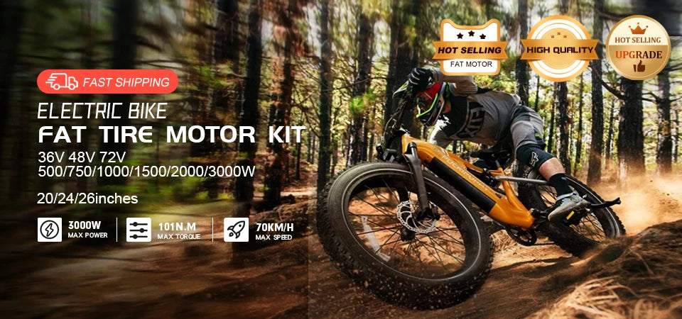 48V 2000W Electric Fat Bike Kit 20 24 26inch 4.0Tyre Brushless Non-gear Rear Hub Motor Wheel  Dropout 190mm For Snow eBike kit
