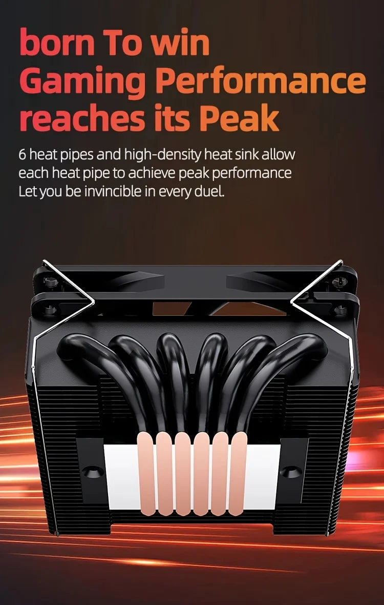 TEUCER 4.5cm Low Profile CPU Air Cooler High Performance 6 Heat Pipes for Intel LGA 1700 115X/AM4 AM5 ITX Gaming CPU Radiator