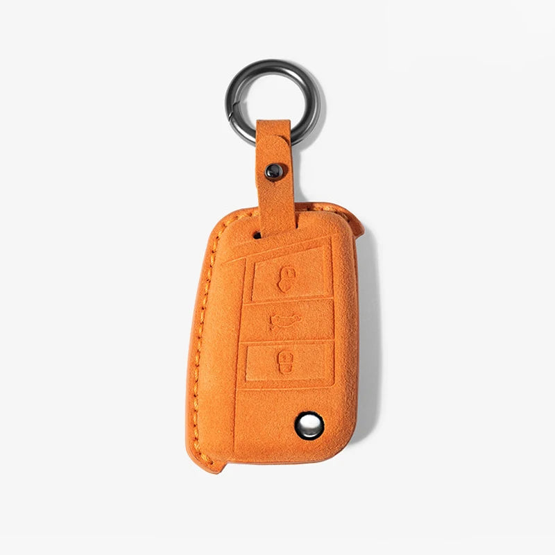 Suede Car Key Case Cover Fob Keychain for VW Volkswagen Golf 7 MK7 Tiguan MK2 for Ateca Leon FR Ibiza Skoda Octavia Kodiaq