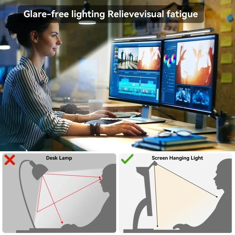 LED Desktop Monitor Light Bar RGB Computer Atmosphere Desk Lamp Learning Office Reading Eye Protection Screen Hanging Lighting