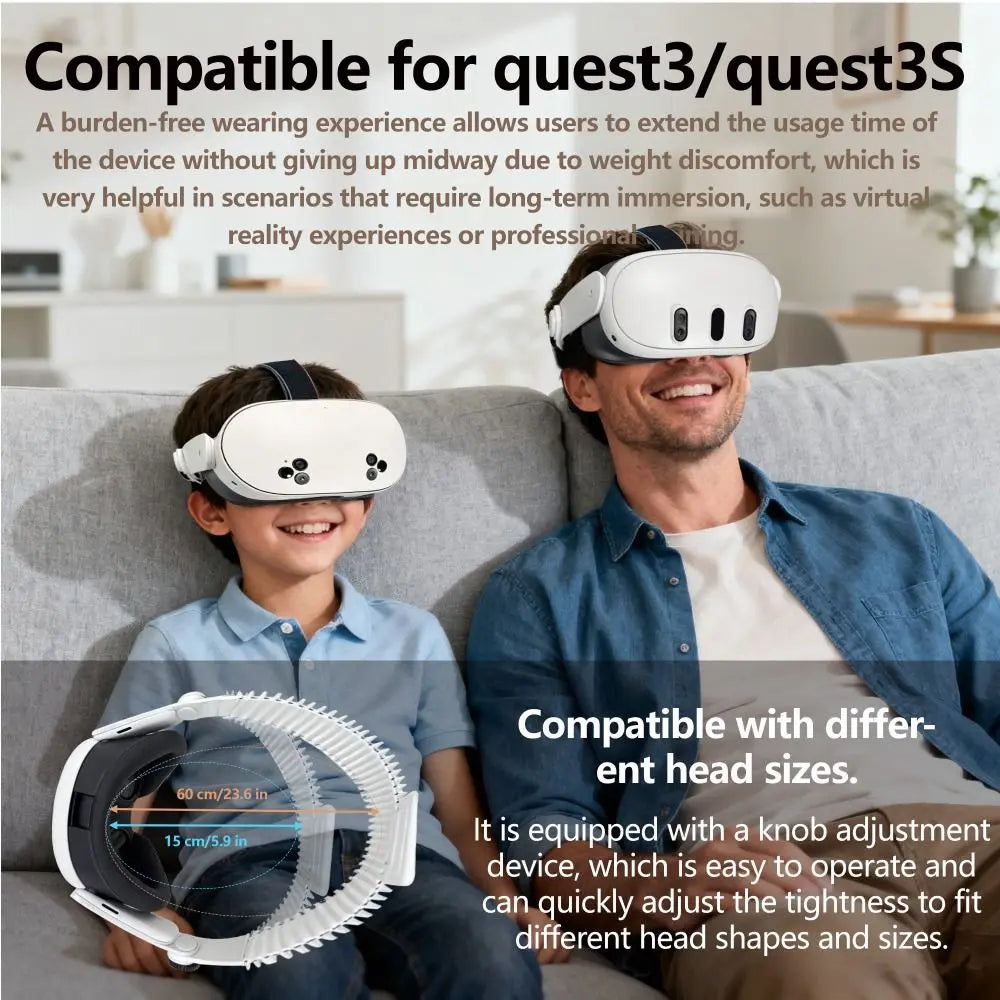 Upgraded Adjustable VR Headbands Breathable Ergonomic Head Strap Durable Soft Silicone VR Accessories for Meta Ques t3/Quest 3S