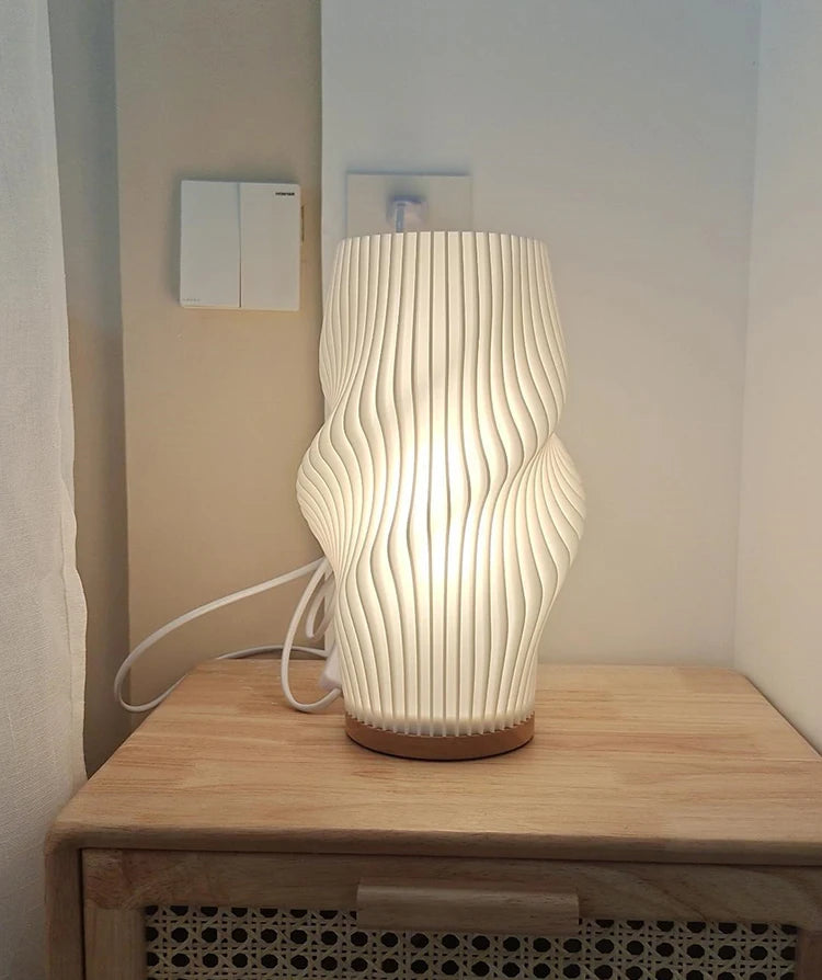 French cream style 3D desk lamp ins internet red pleated bedroom bedside lamp study coffee shop card seat atmosphere lamp