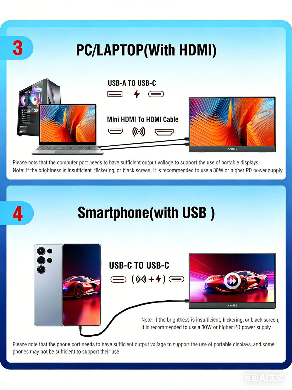 Portable Monitor 16 Inches Portable Display External Screen 1.2K 60HZ / 1920*1200  Gaming Monitor For Switch NS2 PS5 XBOX PC