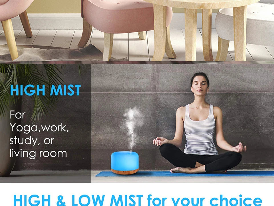 Aroma Diffuser Essential Oil Diffusor Air Humidifier Ultrasonic Remote Control 7 Color LED Lamp Mist Maker For Home 300ml 500ml