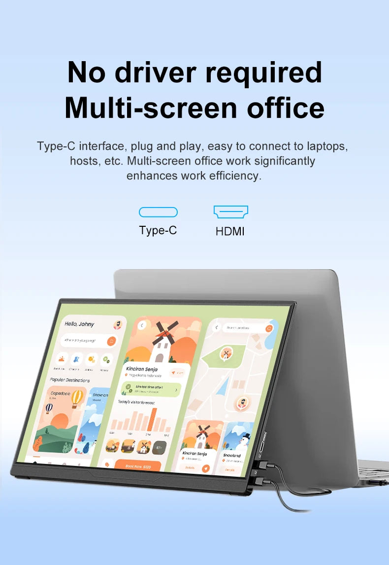16inch Portable Monitor 120HZ 100%sRGB Display FHD External Second Computer Screen Gaming for PC Laptop Cell Phone Ps4/5 Switch