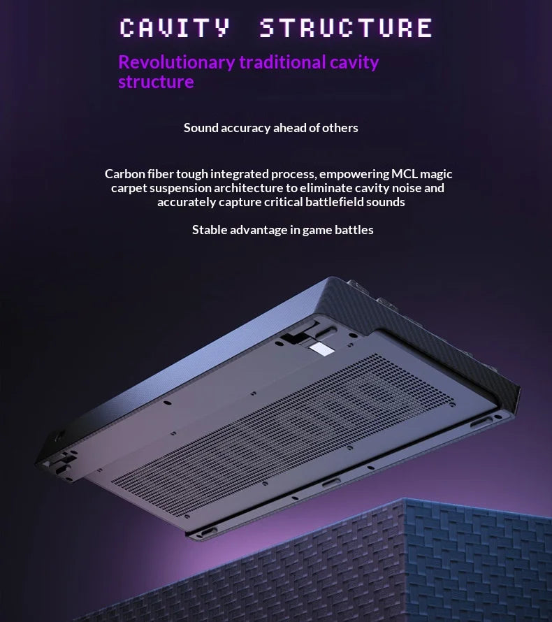 SKN Qinglong Mechanical Keyboard Gaming Custom Wireless Tri Mode Dual 8K Composite Carbon Fiber RGB Backlit Suspension Office